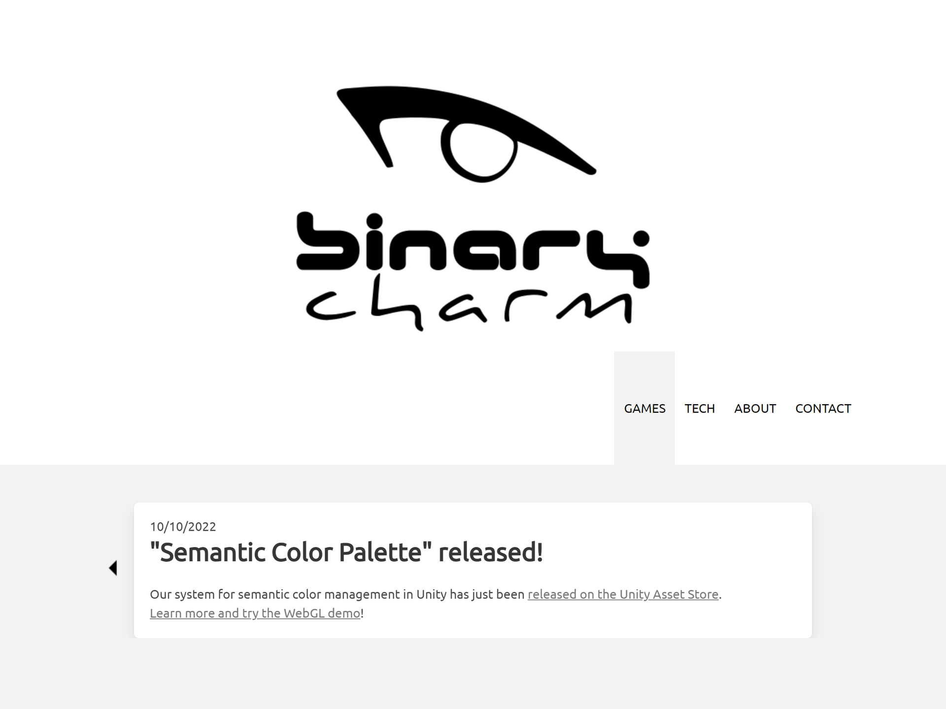 Binary Charm website preview